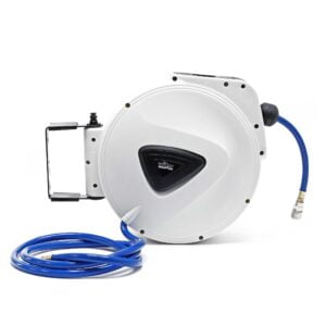 a close-up of a blue hose