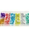 Set od 140 mini osigurača za automobile u prozirnoj plastičnoj kutiji za pohranu.