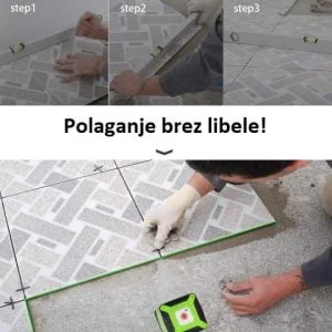 Nivelir za polaganje keramike zeleni laser 5 linijski