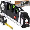 a black measuring device with a red laser level