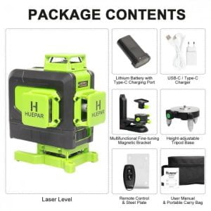 Nivelir 904DG PROFI zeleni 16 linijski laser 360 z akumulatorjem + daljinec AKCIJA