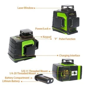 GF360G 12 linijski zeleni laserski nivelir + akumulator AKCIJA