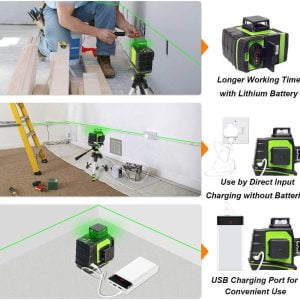 GF360G 12 linijski zeleni laserski nivelir + akumulator AKCIJA