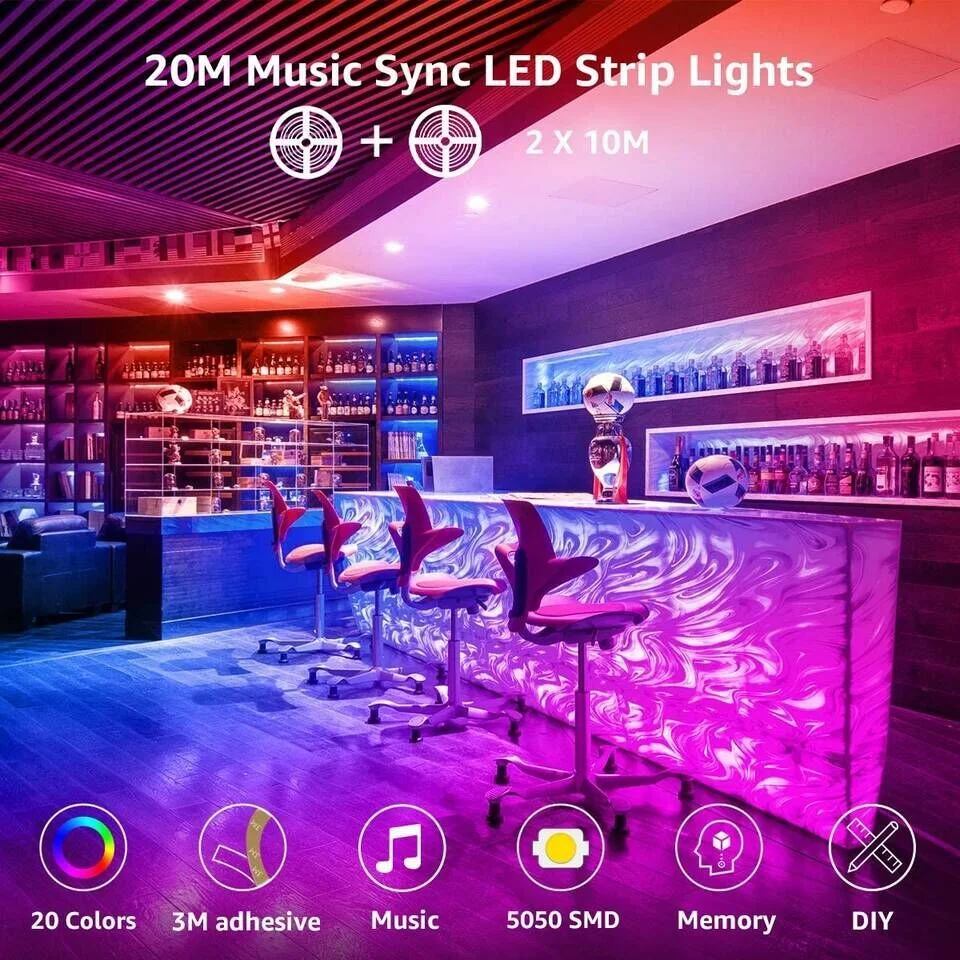 Set LED trak 20m RGB IP20 - 2x10m glasbeni - slika 2
