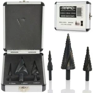 Set 3x HSS uvrnutih bušilica 4-32 mm - konusne bušilice