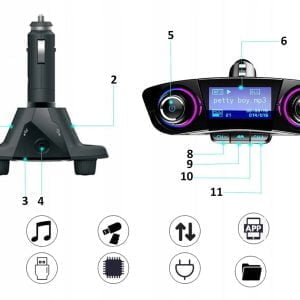4V1 avto FM oddajnik SD bluetooth 2x USB 12-24V