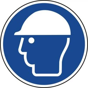 Samolepilna nalepka opozorilna - zaščitna čelada 50mm AKCIJA