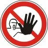 White and red self-adhesive warning sticker - access prohibited 200mm.