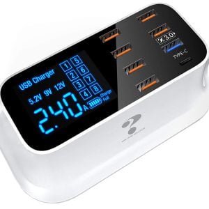 8x USB 3.0 hitri polnilec LCD 5-12V 40W