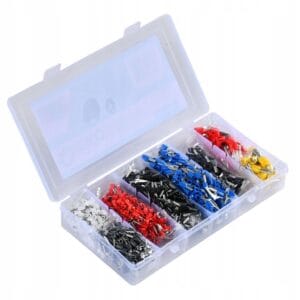 a plastic container with different colored objects