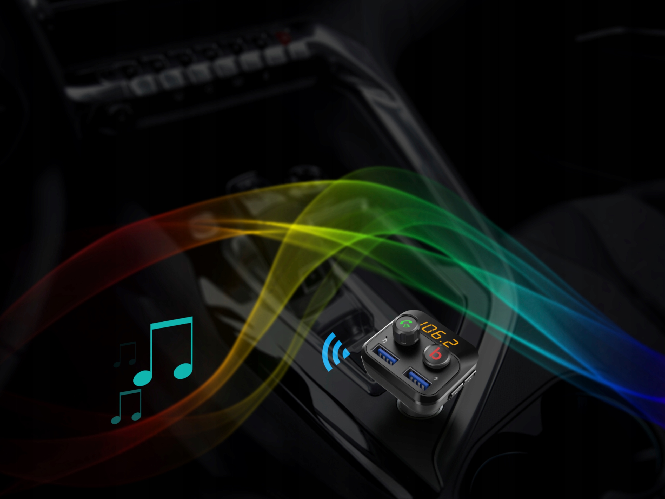 Bluetooth 5.0 avto FM oddajnik MP3 2x USB 3.0 12-24V SD SUPER BASS 5 Bluetooth 5.0 avto FM oddajnik z USB in SD vhodom