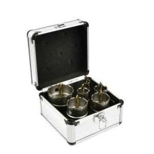 6 delni set diamantnih kronskih žag 22-65 mm + alu kovček 8 6-delni set diamantnih kronskih žag v aluminijastem kovčku