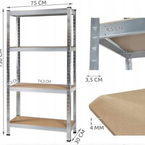 Kovinski regal 75×30×150cm brez vijakov - 175kg na polico 20 {