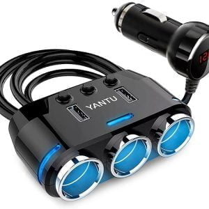 12-24V trojna avto vtičnica razdelilec in 2x USB polnilec 2.1A LED