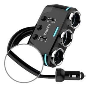 12-24V trojna avto vtičnica razdelilec in 2x USB polnilec 2.1A LED