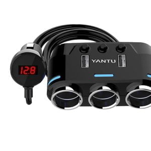 12-24V trojna avto vtičnica razdelilec in 2x USB polnilec 2.1A LED