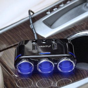 12-24V trojna avto vtičnica razdelilec in 2x USB polnilec 2.1A LED