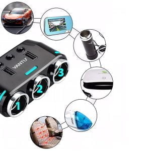 12-24V trojna avto vtičnica razdelilec in 2x USB polnilec 2.1A LED