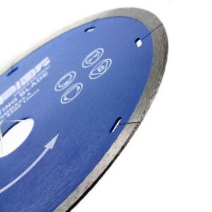 a close-up of a blue diamond blade