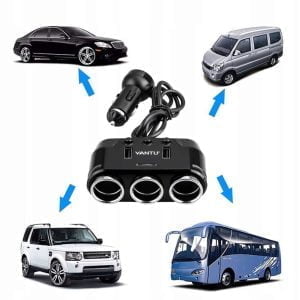 12-24V trojna avto vtičnica razdelilec in 2x USB polnilec 2.1A LED