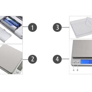 Digitalna prenosna LCD žepna tehtnica osvetljena 0,1-3000g