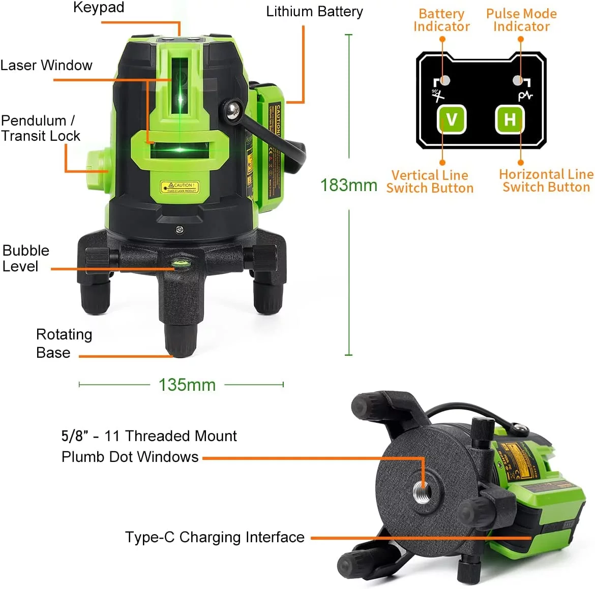 Baupunkt grüner Laser-Wasserwaage 5200mAh - Bild 9