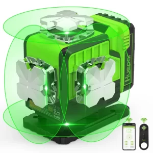 2600mAh 16 linijski gradbeni zeleni laserski nivelir Bluetooth + daljinec