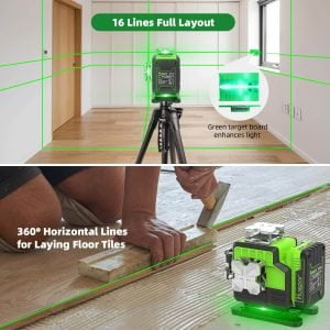 2600mAh 16 linijski gradbeni zeleni laserski nivelir Bluetooth + daljinec 32 Zeleni laserski nivelir s 16 linijami, Bluetooth in daljincem