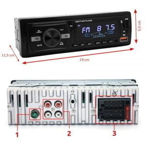 1DIN avtoradio 4x50W MP3 2x USB 3.0 Bluetooth 12V