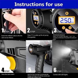 120W LED akumulatorski prenosni kompresor z LCD do 20L/min
