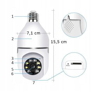 WIFI IP Brezžična 2MPX LED nadzorna kamera vrtljiva E27 navoj HotSpot