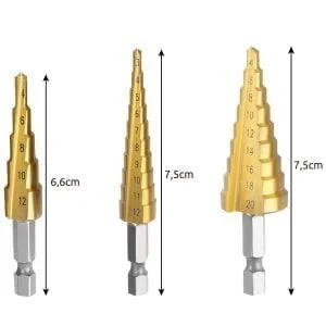 Alternativni prikaz seta HSS HEX konusnih svrdala 3-20 mm + kutija