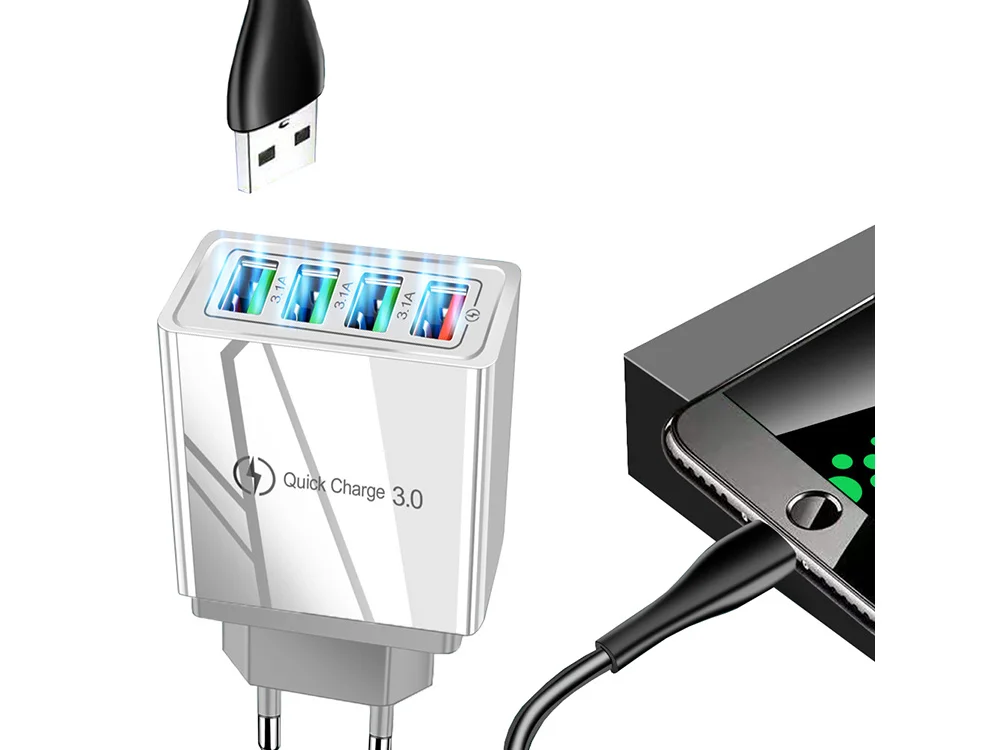 4x USB 3.0 brzi punjač 220V s LED 3.1A sivi - slika 3