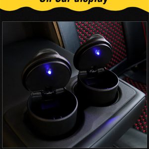 Univerzalni prenosni osvetljeni avtomobilski pepelnik LED črn