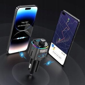 Avtomobilski FM oddajnik LCD bluetooth 5.0 in polnilec 12-24V USB + TipC RGB