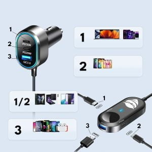 Avtomobilski 100W polnilec 12-24V 6x USB Type-C Quick Charge 3.0 14 Avtomobilski 100W polnilec 12-24V 6x USB Type-C Quick Charge 3.0