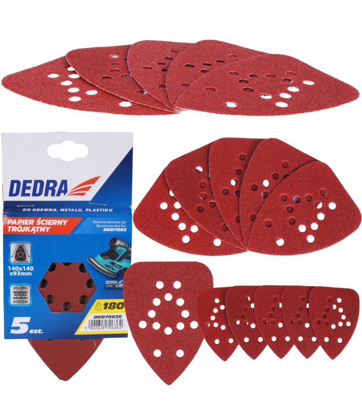 5x Trikotni brusni papir 140x140x93mm P40 5 Photo of product DED706332