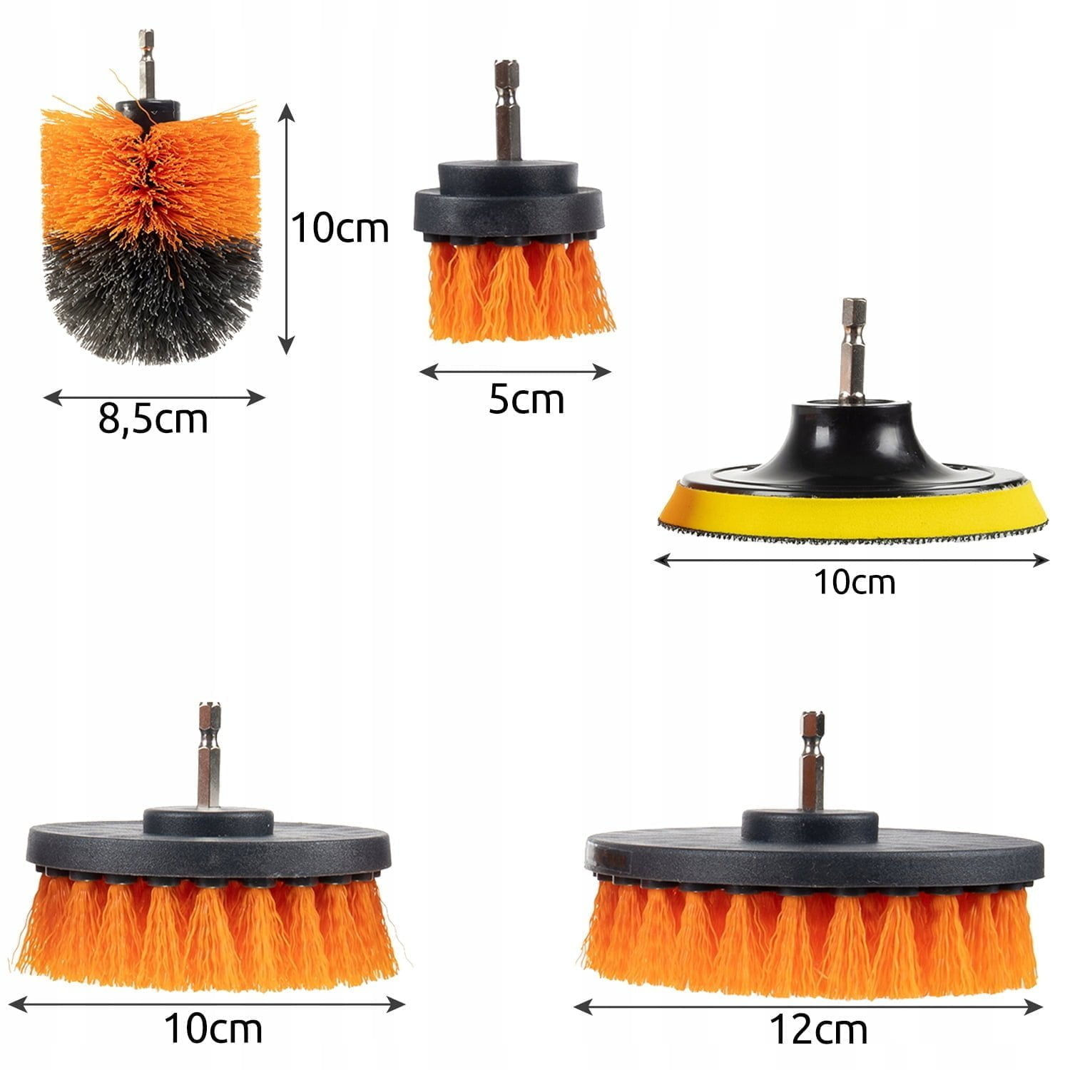 22 delni set HEX čistilnih krtač in 100mm velcro disk za poliranje 4 22-delni set HEX čistilnih krtač in 100mm velcro disk za poliranje