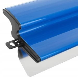 a blue and silver metal roof