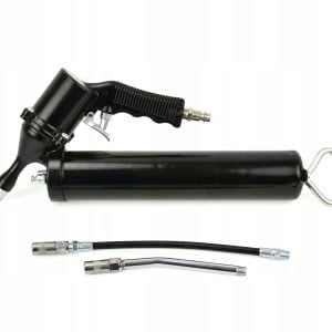 a black air gun with a handle and hoses