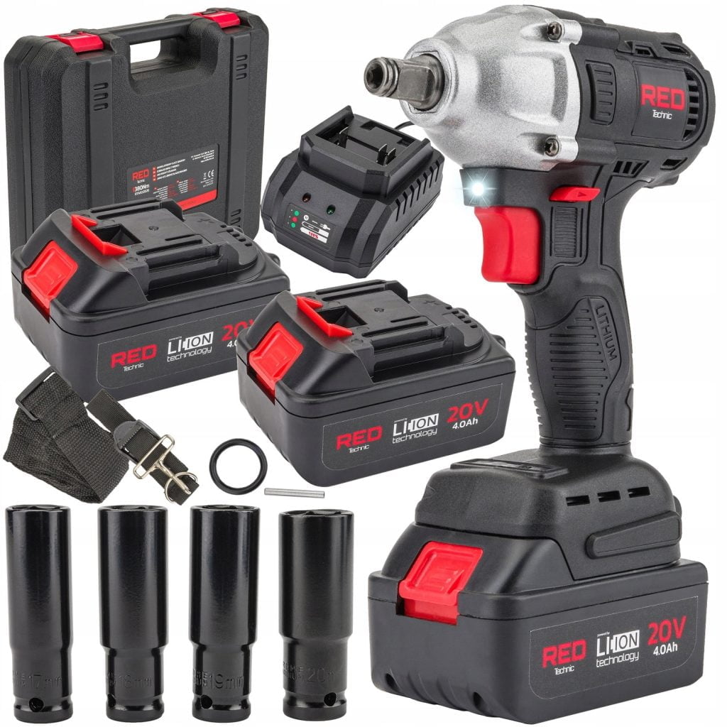 Set 20V aku. brezkrtačni udarni vijačnik 380Nm 1/2" 2x4Ah Li-ion LED + nastavki AKCIJA