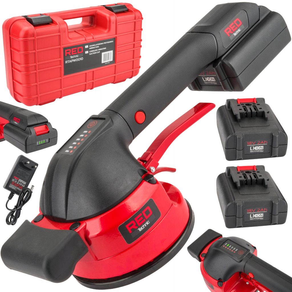 Set aku. 18V vakuumske vibracijske plošče za polaganje keramike 2x2Ah 120mm