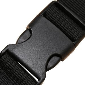 a black strap with a black clasp