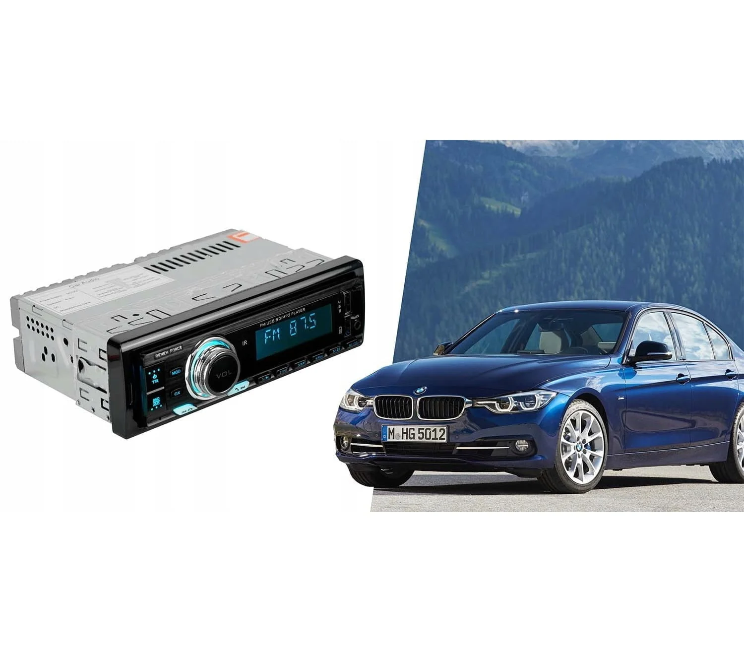 1DIN 12V LCD FM Autoradio 4x55W 2x USB Bluetooth SD + Fernbedienung RENEW FORCE ACTION - Bild 9