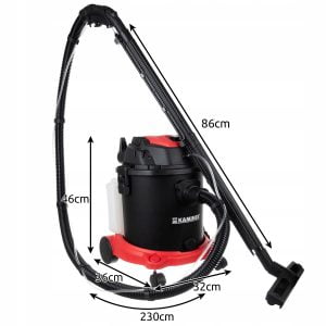 a black and red vacuum cleaner with a handle