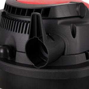 a close up of a black and red object