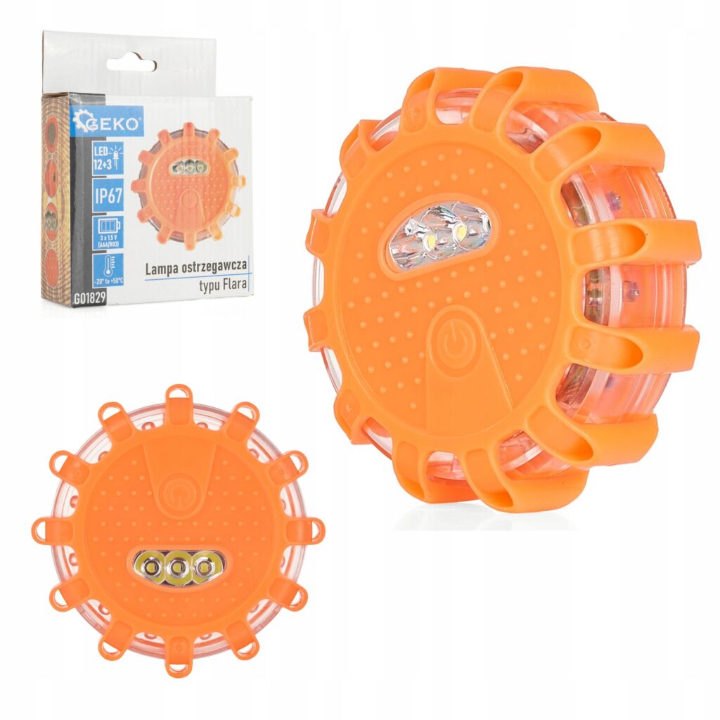 LED utripajoča prenosna magnetna opozorilna luč belo oranžna 10cm