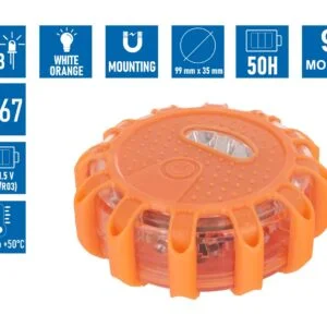 Alternative view of LED utripajoča prenosna magnetna opozorilna luč belo oranžna 10cm