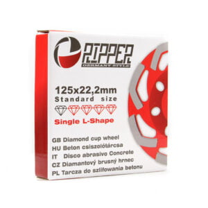 Diamantna segmentna plošča za brušenje betona enojni L 125x22,2mm 17 a box of a white and red object