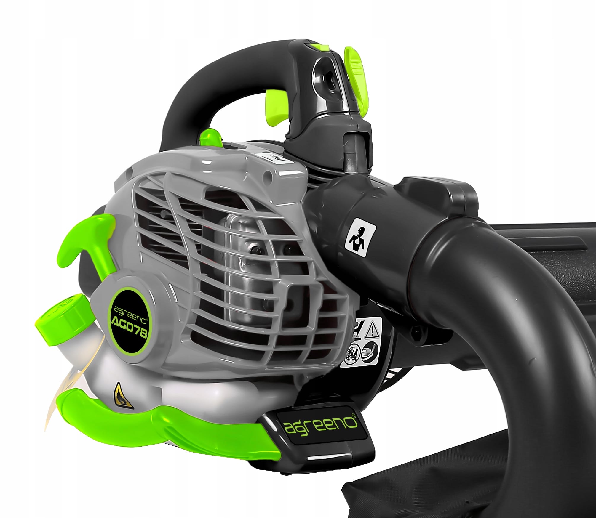 2v1 motorni pihalnik in sesalnik listja + vreča 7500vrt/min puhalo 7 a green and grey leaf blower